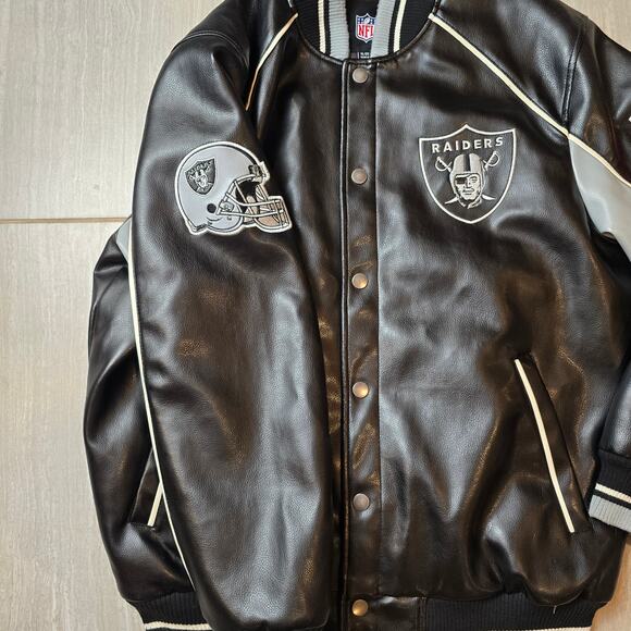 VTG NFL Oakland Raiders Men's Faux Leather Varsity Jacket XL AFC PATCH - Picture 3 of 12